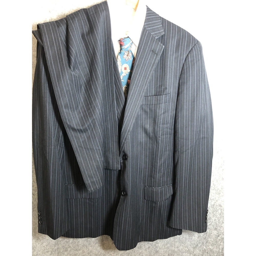 Midtown Man Suit Black 46L 38 Pants Pinstripe Career Business Casual Classic